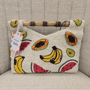 Viral Handcrafted Made In India Beaded Fruit Design Clutch Summer NWT
